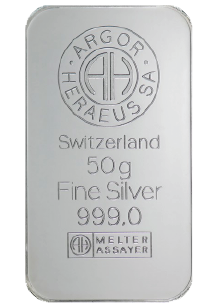 Purchase One kilo fine Silver bars crafted by Argor-Heraeus SA